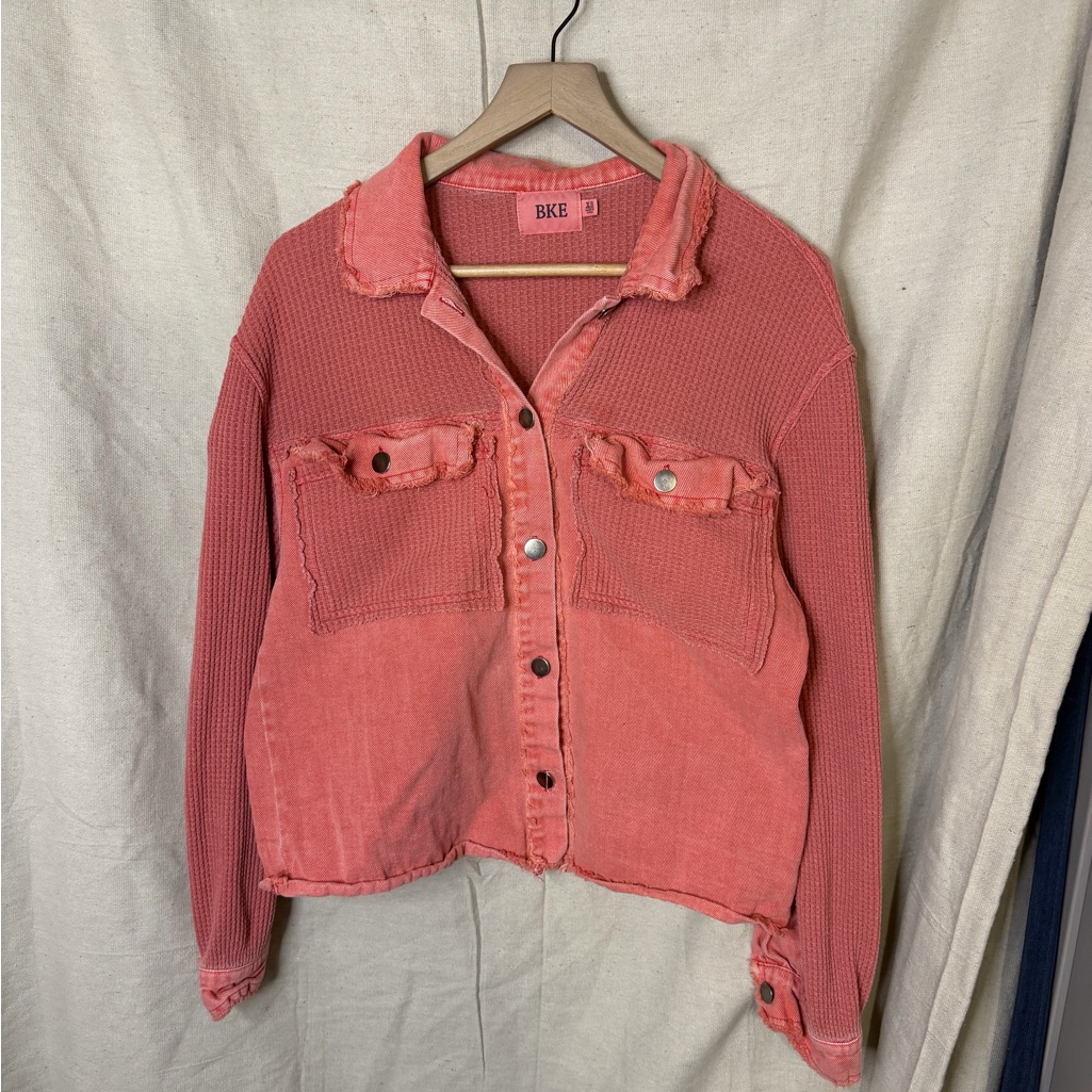Bke Pink Textured Button-Up Shirt